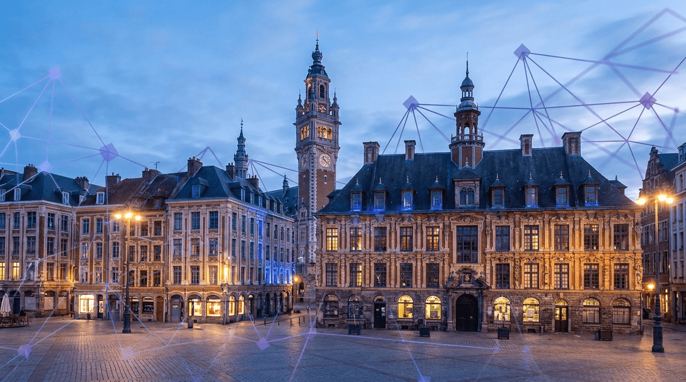 Lille Grand-Place et beffroi avec workflows d'automatisation