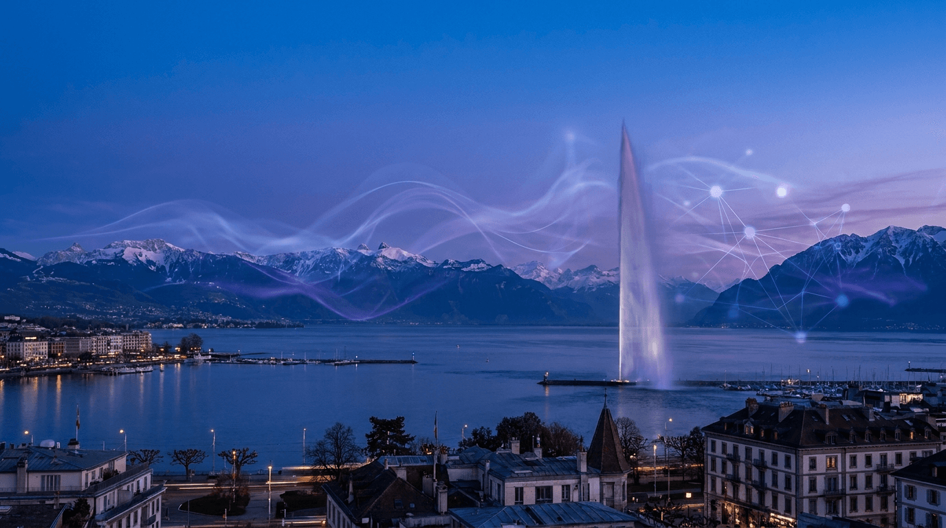Lac Léman et Jet d'Eau de Genève avec workflows d'automatisation